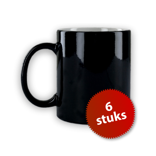 Calotrans sublimatie mok met warmte in het zwart. 6 stuks
