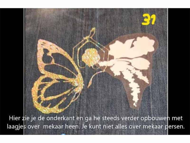 Bedrukken van kleding met meerdere kleuren: Vlinderdame!