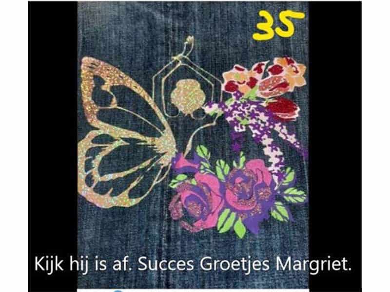 Bedrukken van kleding met meerdere kleuren: Vlinderdame!