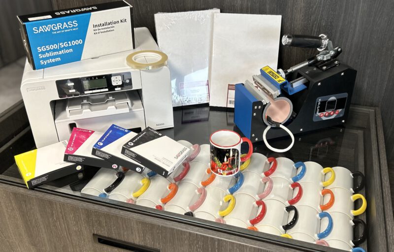 Sublimatie printer met inkt,mokken,sublimatie papier en mokkenpers